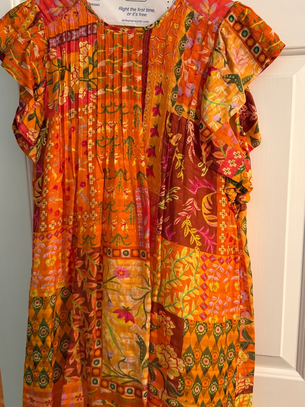 Marie Oliver Orange Multi Floral Patchwork Dress